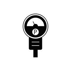 parking meter machine icon in black flat glyph, filled style isolated on white background