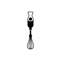 hand blender icon in black flat glyph, filled style isolated on white background