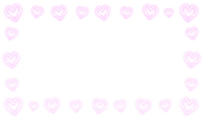 Glowing pixel art pink heart frame