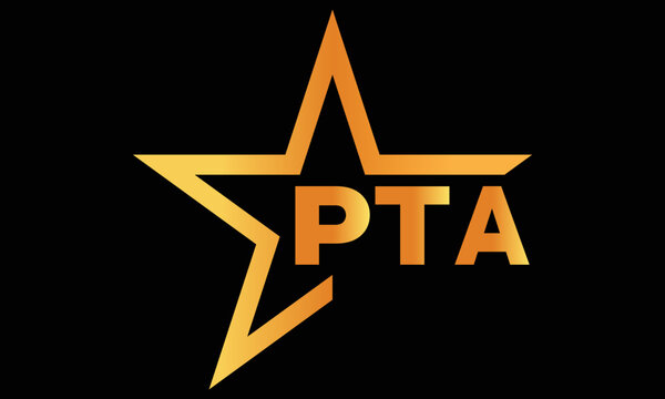 PTA golden luxury star icon three letter logo design vector template. royal logo | luxury logo | jewelry logo | premium logo | iconic logo | Victoria logo |	