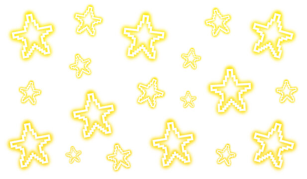 Glowing Pixel Art Yellow Star Pattern