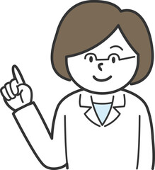 Female doctor and pharmacist in glasses pointing