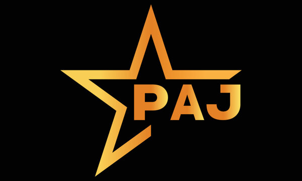 PAJ golden luxury star icon three letter logo design vector template. royal logo | luxury logo | jewelry logo | premium logo | iconic logo | Victoria logo |	