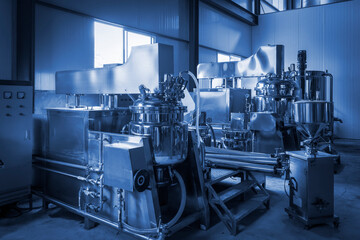 Fototapeta premium Production line equipment of beverage processing plant