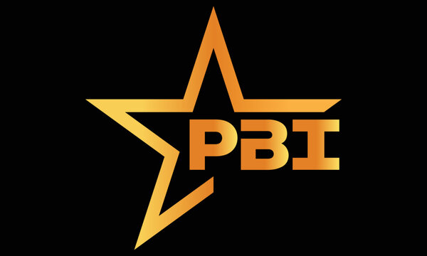 PBI golden luxury star icon three letter logo design vector template. royal logo | luxury logo | jewelry logo | premium logo | iconic logo | Victoria logo |	