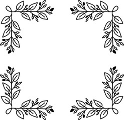floral frame illustration on transparent background