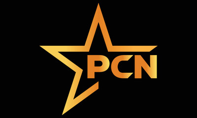 PCN golden luxury star icon three letter logo design vector template. royal logo | luxury logo | jewelry logo | premium logo | iconic logo | Victoria logo |	 - obrazy, fototapety, plakaty