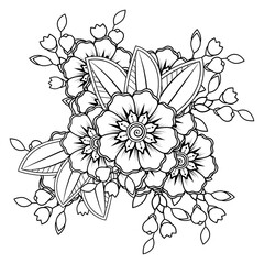 Floral Background with mehndi flower. Decorative ornament in ethnic oriental style. Coloring book.