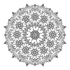 Floral Background with mehndi flower. Decorative ornament in ethnic oriental style. Coloring book.