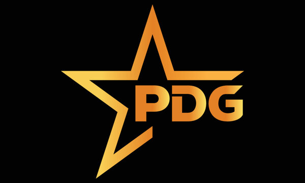 PDG golden luxury star icon three letter logo design vector template. royal logo | luxury logo | jewelry logo | premium logo | iconic logo | Victoria logo |	