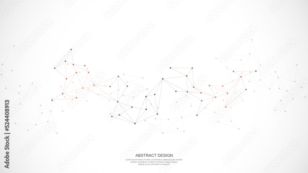 Fototapete Abstract background and geometric pattern with connecting the dots and lines. Networking concept, internet connection and global communication