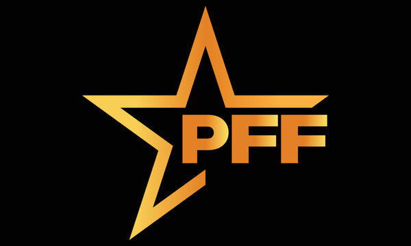 PFF golden luxury star icon three letter logo design vector template. royal logo | luxury logo | jewelry logo | premium logo | iconic logo | Victoria logo |	