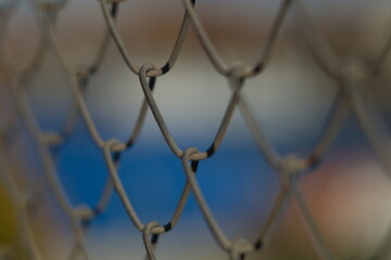 Metal mesh fence close up