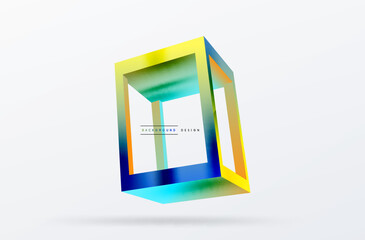 3D cube shapes vector geometric background. Trendy techno business template for wallpaper, banner, background or landing