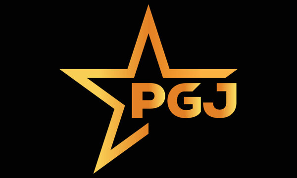 PGJ golden luxury star icon three letter logo design vector template. royal logo | luxury logo | jewelry logo | premium logo | iconic logo | Victoria logo |	