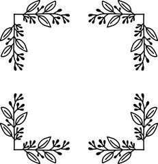 floral frame illustration on transparent background