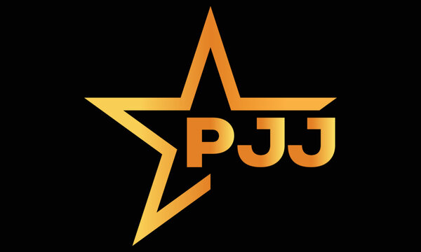 PJJ golden luxury star icon three letter logo design vector template. royal logo | luxury logo | jewelry logo | premium logo | iconic logo | Victoria logo |	