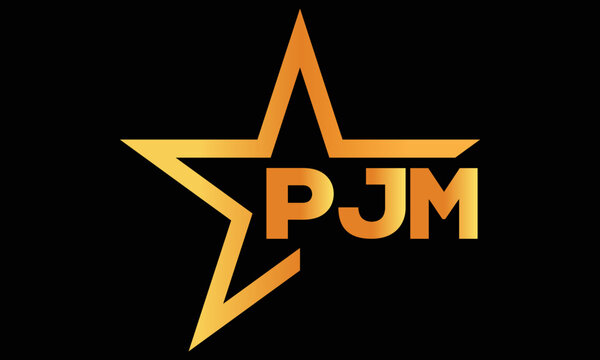 PJM golden luxury star icon three letter logo design vector template. royal logo | luxury logo | jewelry logo | premium logo | iconic logo | Victoria logo |	