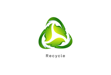 Illustration Vector graphic of Triangle recycle with green leaf recycling fit for ecology logo leaf icon etc.