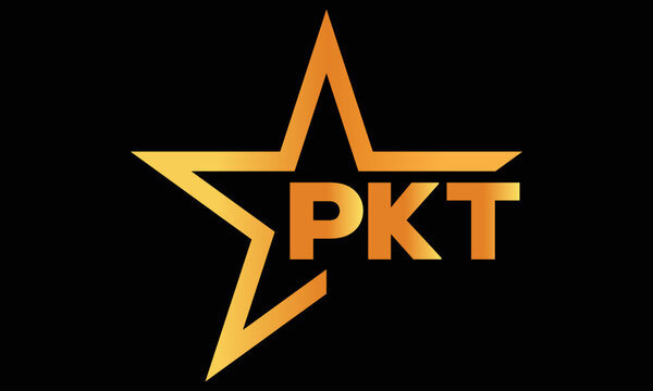 PKT golden luxury star icon three letter logo design vector template. royal logo | luxury logo | jewelry logo | premium logo | iconic logo | Victoria logo |	
