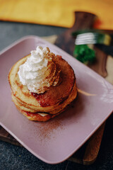 Pancake dessert with cream