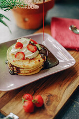Pancake dessert with strawberry