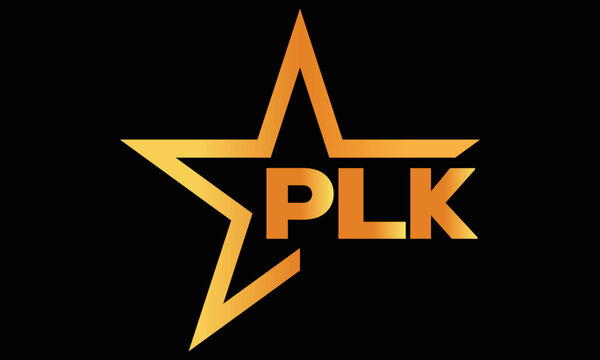 PLK golden luxury star icon three letter logo design vector template. royal logo | luxury logo | jewelry logo | premium logo | iconic logo | Victoria logo |	