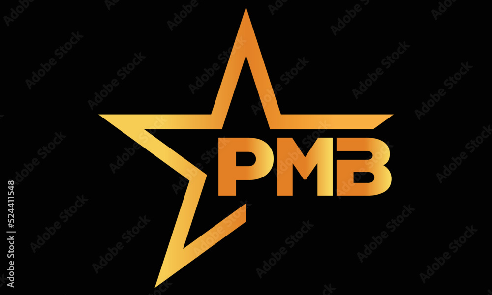 Wall mural PMB golden luxury star icon three letter logo design vector template. royal logo | luxury logo | jewelry logo | premium logo | iconic logo | Victoria logo |	