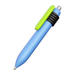 Blue pen.  Element for back to school, learning and online education banners. High quality isolated render
