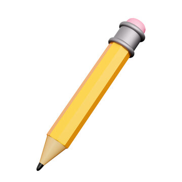  Yellow pencil. Element for back to school, learning and online education banners. High quality isolated render