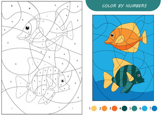 Color by numbers for children illustration