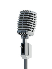 Fototapeta na wymiar Vintage microphone isolated on white background. 3D illustration