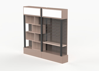 Display stand, retail display stand for product , display stands isolated on white background. 3d illustration