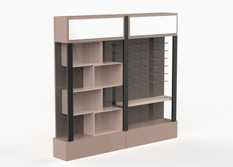 Display stand, retail display stand for product , display stands isolated on white background. 3d illustration