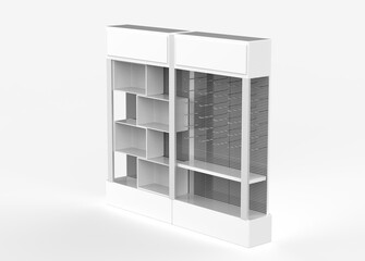 Display stand, retail display stand for product , display stands isolated on white background. 3d illustration