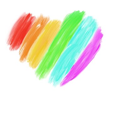 Rainbow color heart. LGBT pride symbol. Heart in rainbow LGBT flag colors - paint style illustration. Lesbian, Gay, Bisexual and Transgender rights