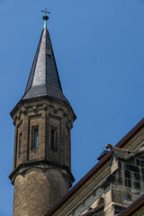Fototapeta na wymiar Church tower Bonn with blue sky