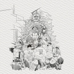 Lord Ganpati on Ganesh Chaturthi illustration.