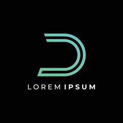 Logo template design Initial geometry of the letter D. Logo design with a minimalist and elegant style. Logo for companies and initials.