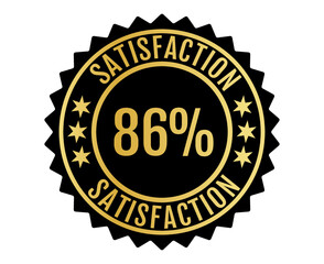 86% Satisfaction Sign Vector transparent background Gold Color