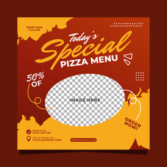 Special pizza menu promotion social media post banner template