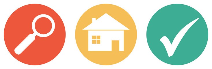 Immobilien, Haus oder Ferienhaus suchen - Bunter Button Banner