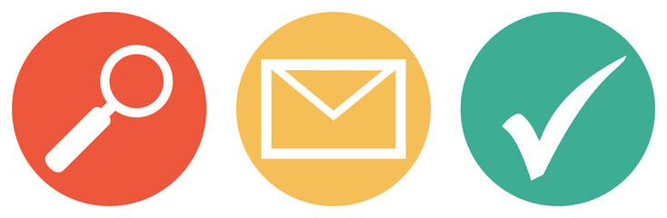E-Mails oder Newsletter suchen - Bunter Button Banner