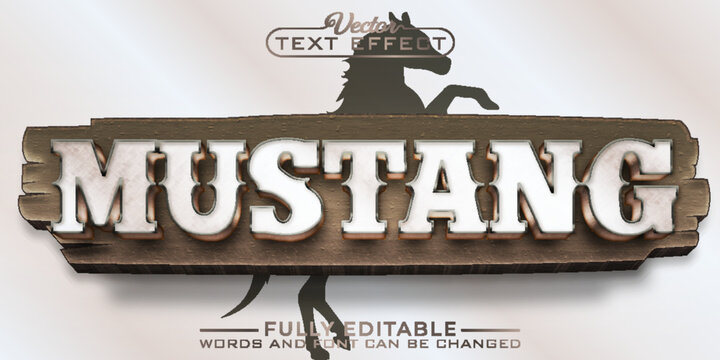 Western Cowboy Old White Mustang Vector Editable Text Effect Template