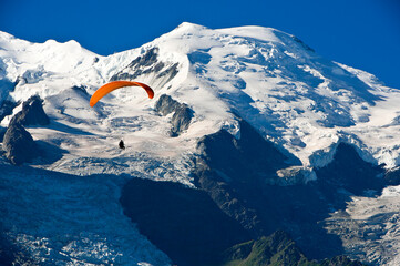 Paragliders above the Chamonix Valley, Chamonix Mont-Blanc, France
