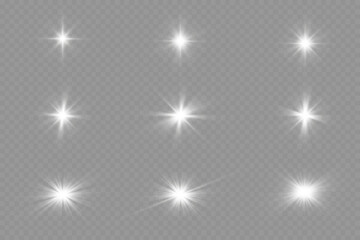 Dazzling flash. Bright Star. Magic dust. Brilliant vector. Bright sun. Glare. shining beam. Rash.