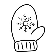 A winter mitten in the style of a doodle. Simple coloring.