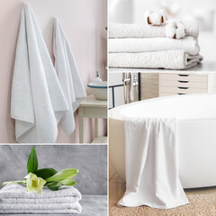 Collage with clean soft terry towels