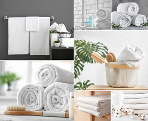 Collage with clean soft towels
