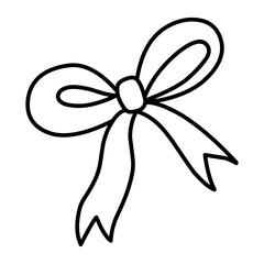 ribbon bow. Vector illustration bow. Festive ribbon. Doodle sketch, black line.